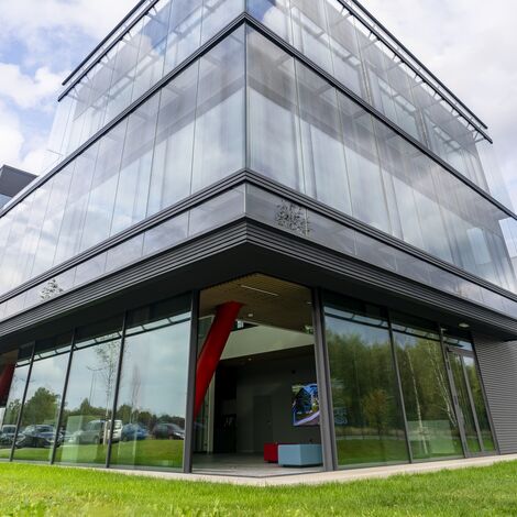ConceptWall 60 Façades, ConceptWall 50 Façades, Paralline Cladding, ConceptSystem 59Pa Windows, HiFinity Sliding & Folding, Fixscreen Minimal Solar Shading, MasterPatio Sliding & Folding, CW 50-HI Façades, CW 60-HI Façades, MasterLine 8 HI Windows, CW 50-FP Façades, MasterLine 8-HI Doors, MasterLine 8 Pivot Door Doors and CS 77 Fire Proof Doors - Reynaers Central Europe Campus located in Przeszkoda, Poland