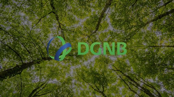 DGNB Logo, set on a green background. 