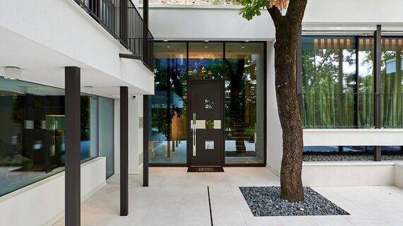 Aluminium front door.